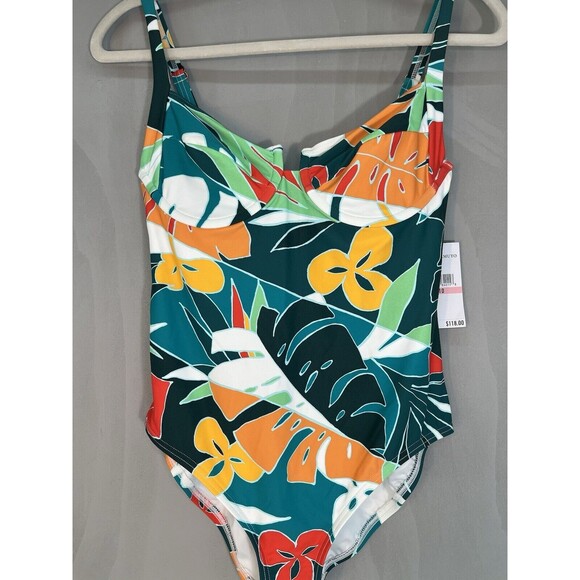 Vince Camaro One Piece Floral Hawaiian Underwire Support Swimsuit Size 10 NWT - Picture 3 of 8